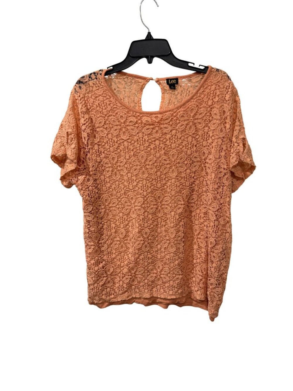Womens Lee Coral Lace Blouse With Keyhole Back Detail Size 3X